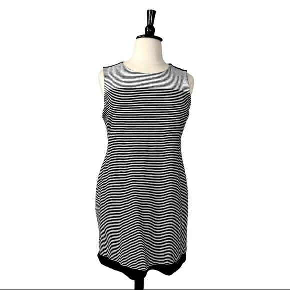 Isaac Mizrahi IMNYC Women's Black White Stripe Ponte Knit Sheath Dress Size XL - Picture 1 of 11